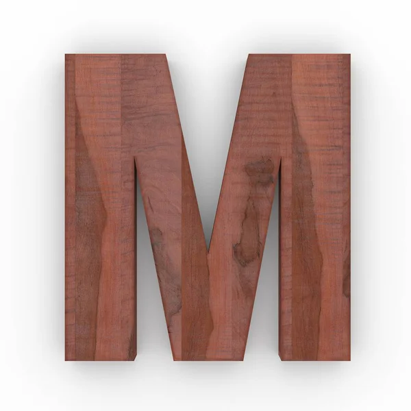 Dřevěné velké písmeno M izolované na bílém pozadí — Stock fotografie