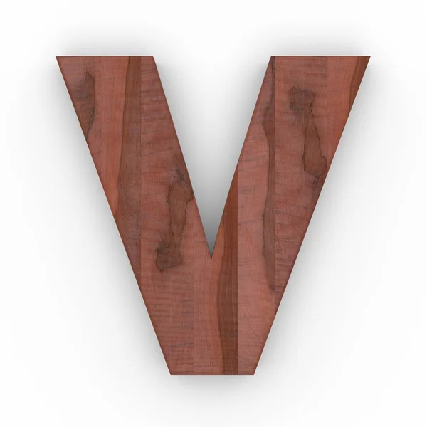 Wooden letter V isolated on white background — Stock Photo, Image