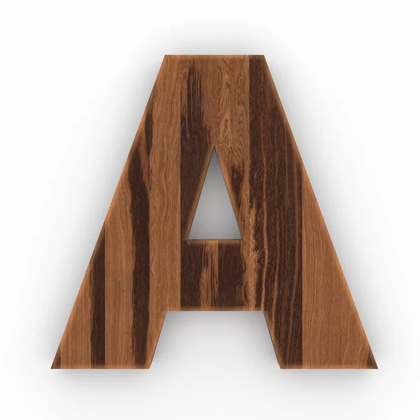 Дерев'яна літера А ізольована на білому тлі — стокове фото