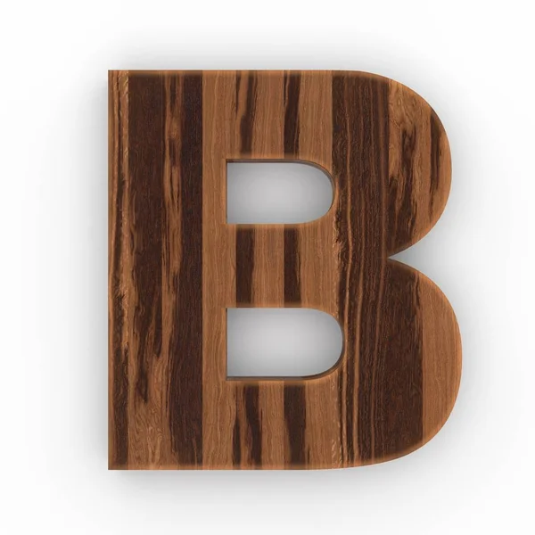 Carta de madeira B isolada sobre fundo branco — Fotografia de Stock