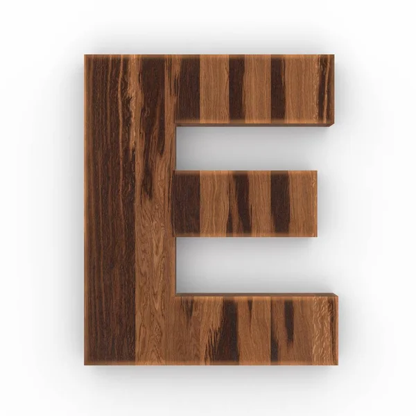 Letra de madera E aislada sobre fondo blanco — Foto de Stock