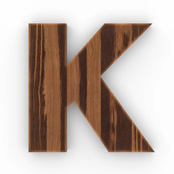 Trä bokstaven K isolerade på vit bakgrund — Stockfoto