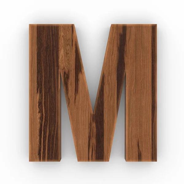 白色背景上隔离的木质字母 M — 图库照片