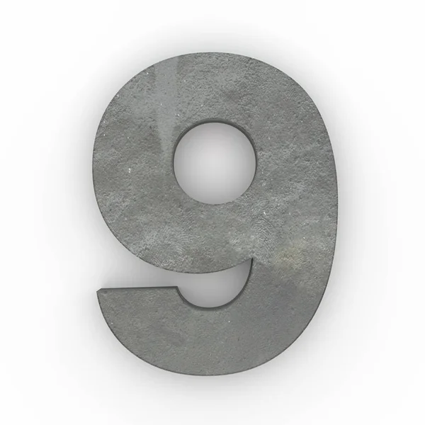 Concrete number 9 isolated on white background — Stock Photo, Image