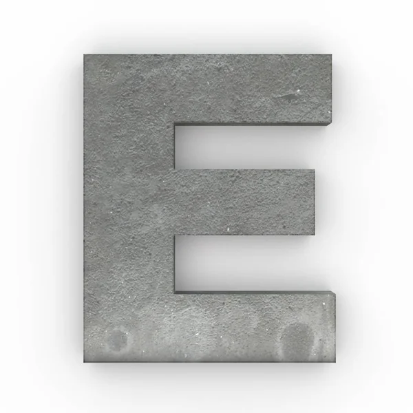 Beton beyaz arka plan üzerinde izole E harfi