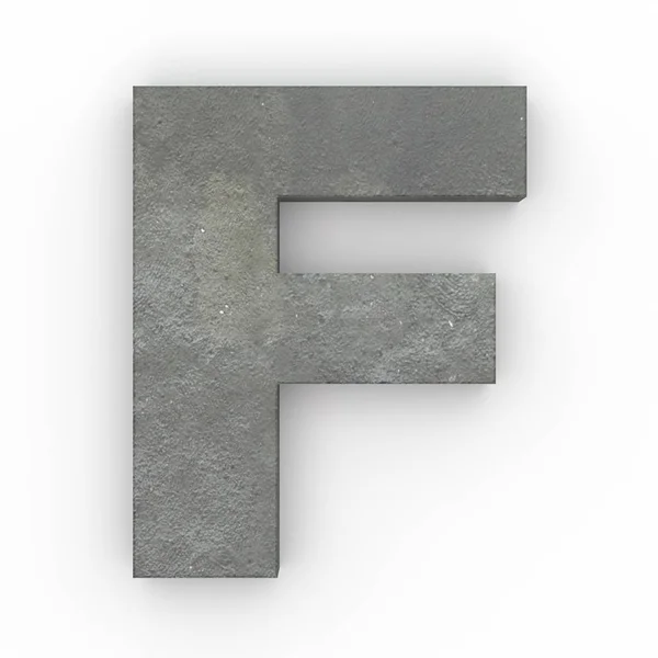 Litera de beton F izolată pe fundal alb — Fotografie, imagine de stoc