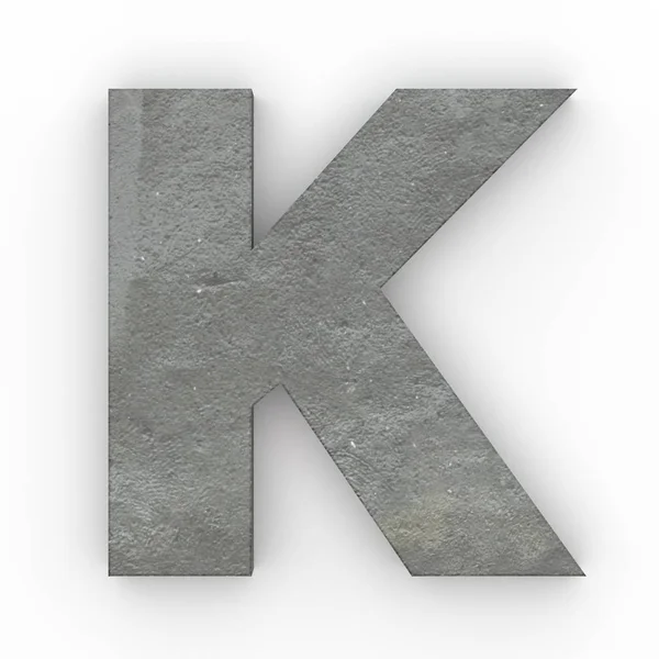 Konkreta bokstaven K isolerade på vit bakgrund — Stockfoto