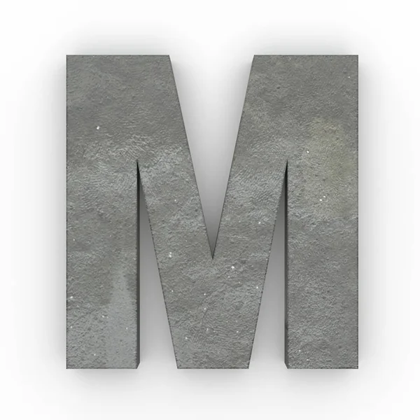 Betonové písmeno M izolované na bílém pozadí — Stock fotografie