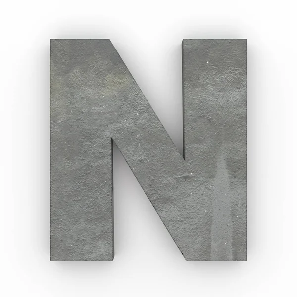 Concreto letra N isolado sobre fundo branco — Fotografia de Stock