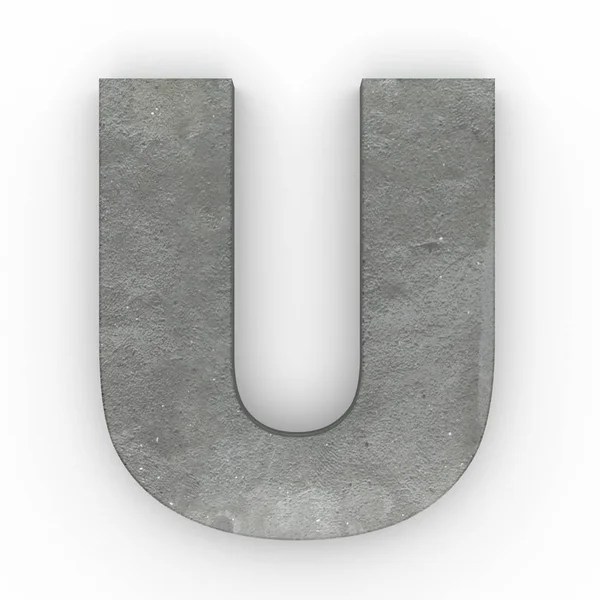 Бетонная буква U изолирована на белом фоне — стоковое фото