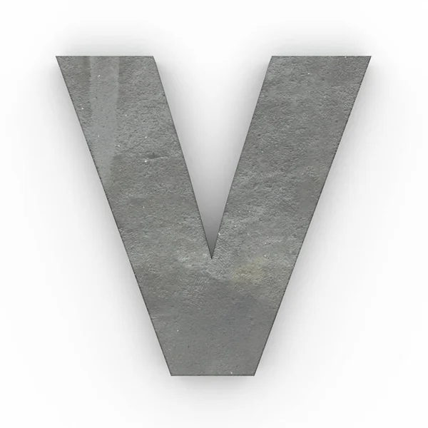 在白色背景下隔离的混凝土字母 V — 图库照片