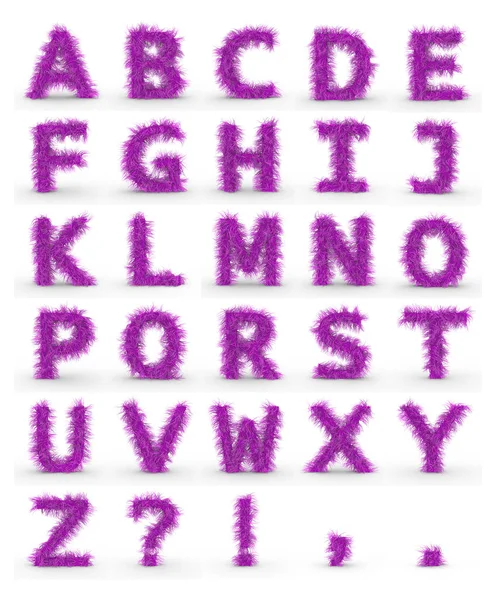 Γράμματα αλφαβήτου ροζ γούνα που απομονώνονται σε λευκό φόντο — Φωτογραφία Αρχείου