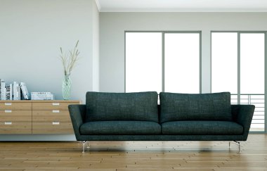 İç tasarım modern parlak Oda siyah kanepe