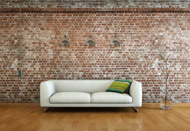 İç tasarım modern parlak oda beyaz kanepe