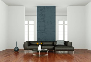 İç tasarım modern parlak Oda siyah kanepe