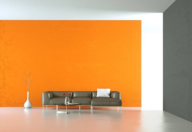 İç tasarım modern parlak oda gri kanepe