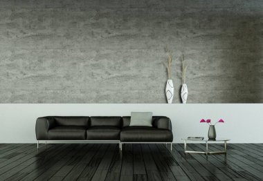 İç tasarım modern parlak Oda siyah kanepe