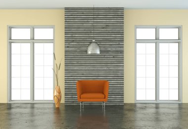 İç tasarım parlak turuncu tekli oda