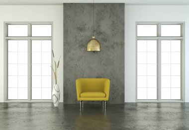 İç tasarım parlak sarı tekli oda