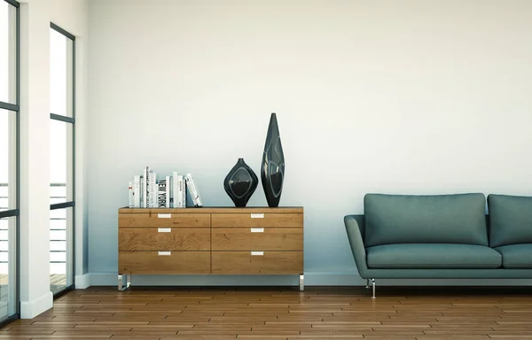회색 소파와 인테리어 디자인 현대적인 밝은 객실 — 스톡 사진