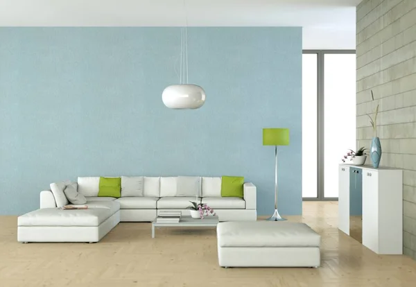 Interior design modern bright room with white sofa