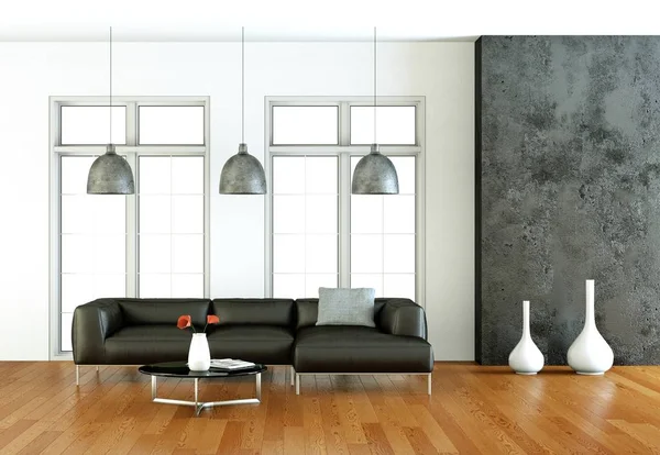 İç tasarım modern parlak Oda siyah kanepe