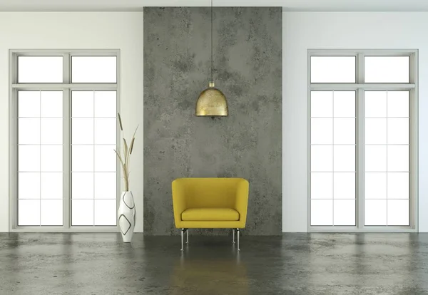Interior design világos szoba, sárga fotel — Stock Fotó