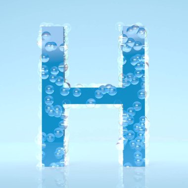 Mavi Waterdrops üzerinde açık mavi renkli izole H harfi