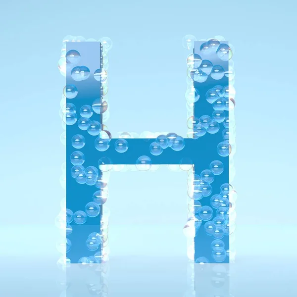 Blue Waterdrops letter H isolated on light blue background — Stock Photo, Image