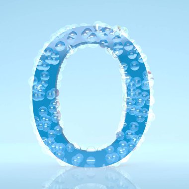 Mavi Waterdrops üzerinde açık mavi renkli izole O harfi
