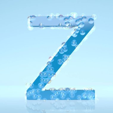 Mavi Waterdrops üzerinde açık mavi renkli izole Z harfi