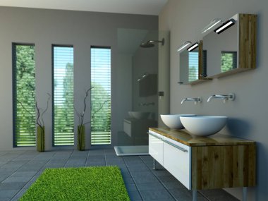 Modern parlak banyo iç tasarım