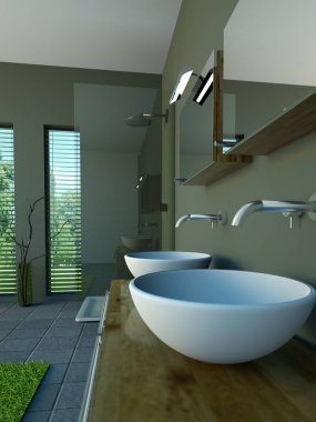 Modern parlak banyo iç tasarım
