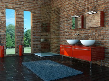 Modern parlak banyo iç tasarım