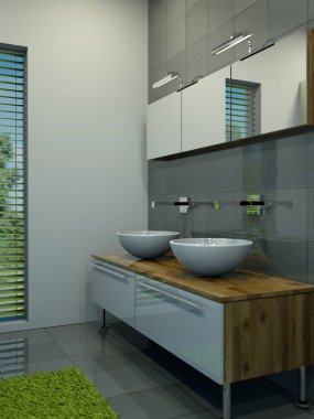 Modern parlak banyo iç tasarım