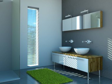 Modern parlak banyo iç tasarım