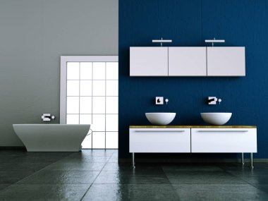 Modern parlak banyo iç tasarım