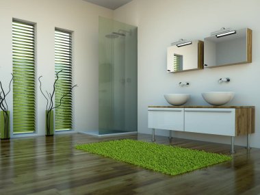 Modern parlak banyo iç tasarım