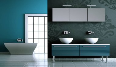 Modern parlak banyo iç tasarım