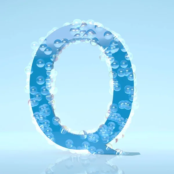 青い水滴手紙 Q 明るい青の背景に分離 — ストック写真