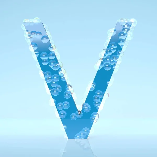 Kék vízcseppek levél V elszigetelt a fény kék háttér — Stock Fotó