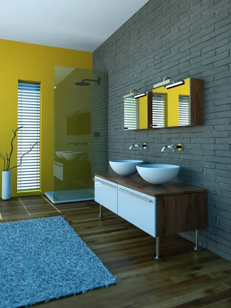 Modern parlak banyo iç tasarım