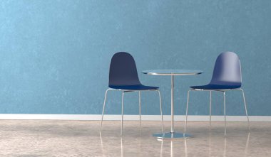 Yemek odası iç tasarım donatmak mavi sandalye ile