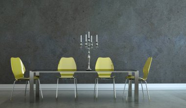 Yeşil sandalye ile yemek odası iç tasarım donatmak