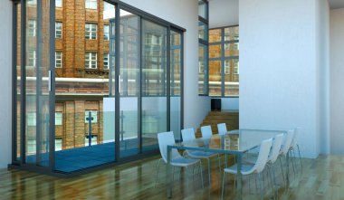 Yemek odası iç tasarım modern daire içinde