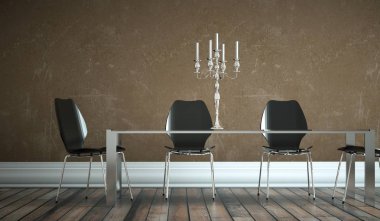 Yemek odası iç tasarım tablo sandalye ile