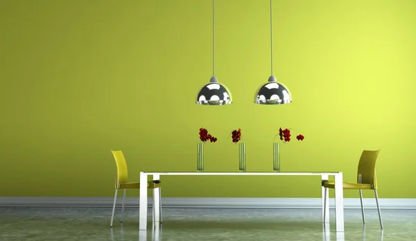 녹색의 자 다 이닝 룸 인테리어 디자인 tabel — 스톡 사진