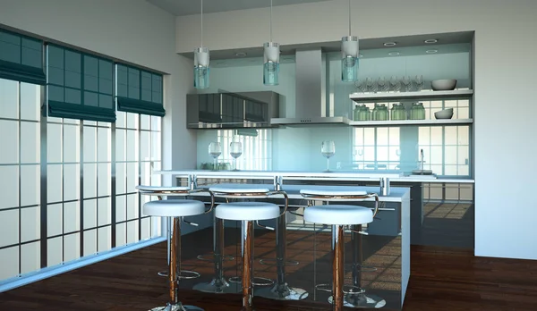 Dapur modern di apartemen dengan desain yang indah — Stok Foto