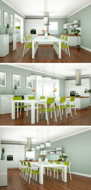 Üç renk değişimleri modern loft iç tasarım