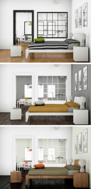 Güzel bir tasarım ile modern bir mutfak üç renk varyasyonları